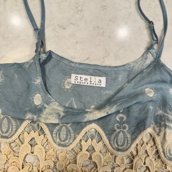 Boho Fringe Lace Tank Women's Large Festival Coachella Concert Country Cottage - Picture 6 of 14